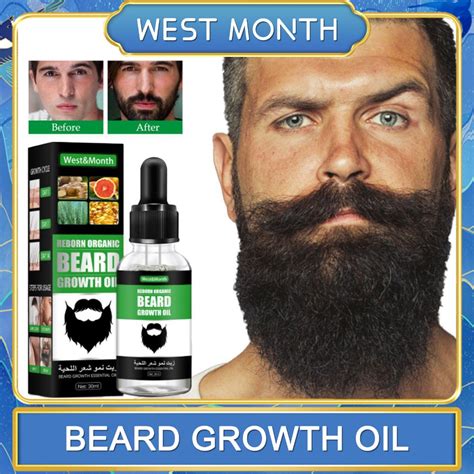 West&Month Beard Growth Oil 30ml Beard Enhance Oil Organic Men'S Beard ...