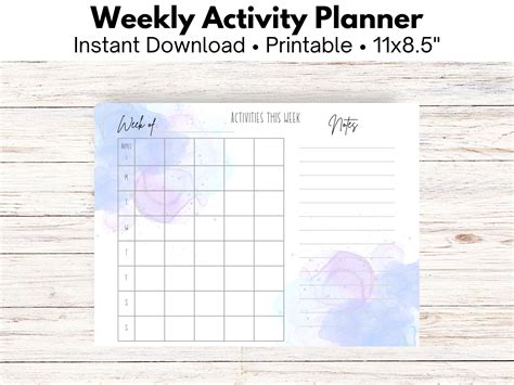 Image result for Printable Activity Planner