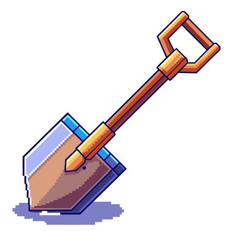 Pixel art shovel icon detailed retro video game tool illustration with ...