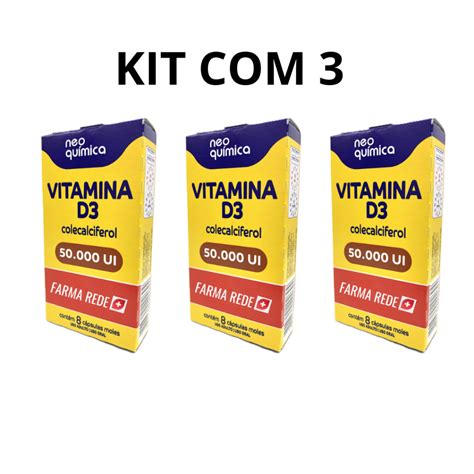 Vitamina D3 50000 Ui Kit c/3 8 Capsulas Moles 50.000 Neo Quimica ...