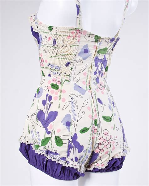 Vintage 1940s 40s Jantzen Floral Print Lace Pin-Up Swim Bathing Suit at ...