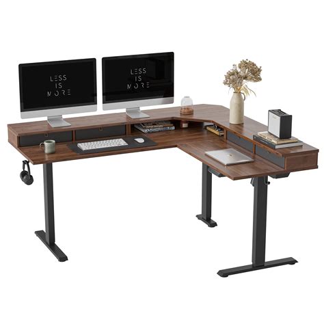 Amazon.com: FEZIBO 63" L Shaped Standing Desk with Drawers, Electric ...