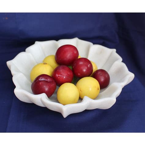 Hand-Carved Octagonal White Marble Bowl – Luxury Decorative Urli | AVI ...
