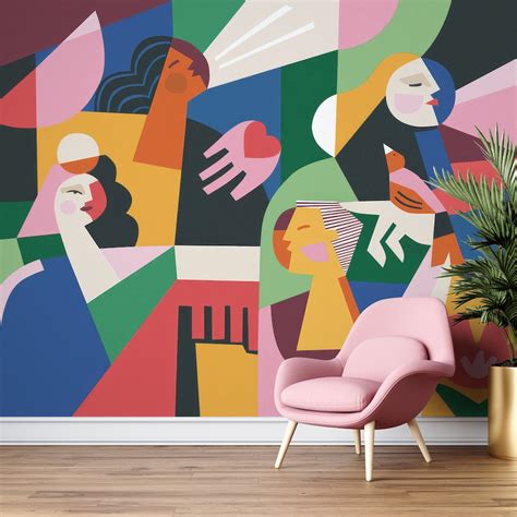 Colorful Abstract Art Wall Mural - Vibrant Geometric Shapes Wallpaper ...