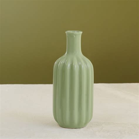 Shop Green Ribbed Ceramic Vase - Large - at Best Price Online in India