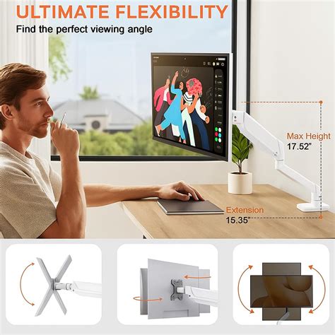SYGA Adjustable Monitor Arm Stand for 17- to 32-Inch Flat Screen Monit ...
