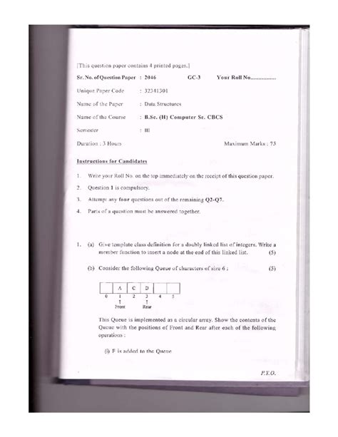 Data Structures - Previous Year Questions (PYQ) for B.Sc. (H) Comp Sci ...