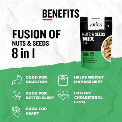 Nutty Mix- Ariga Premium Nuts Roasted Seeds Trail Mix 8-in-1 200 gm ...