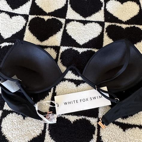 Padded white fox swim suit top never worn - Depop