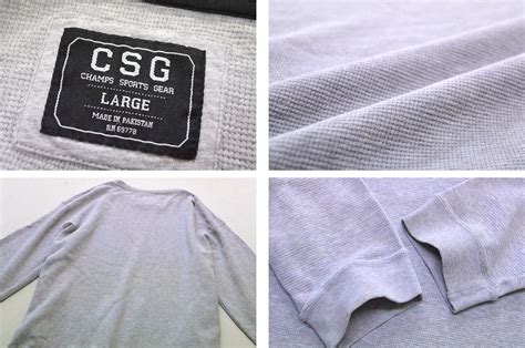 1点物 チャンプスCSGサーマル長袖ロンTシャツUSA古着LメンズXLレディースOKアメカジ90sストリート/スポーツMix丸首プルオーバー ...