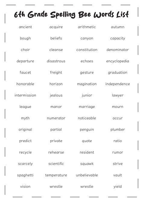 17 Sixth Grade Spelling Words Worksheets - Free PDF at worksheeto.com