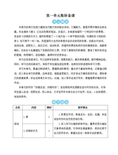 初中语文人教部编版七年级上册1 春教学设计-教习网|教案下载