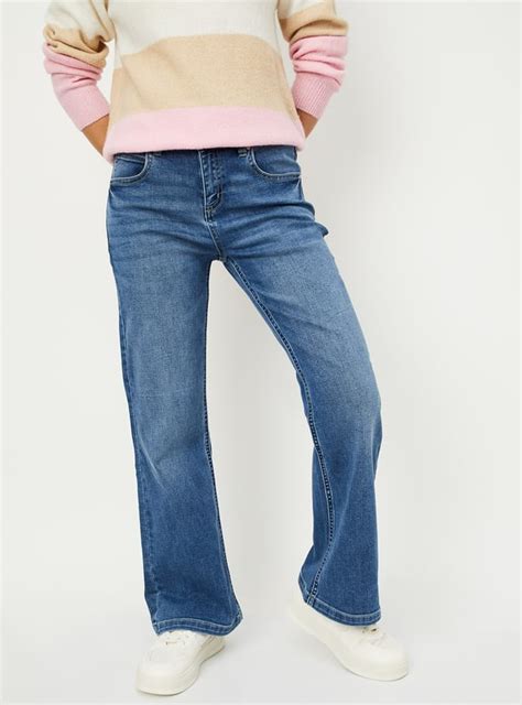 Buy Women Washed Wide Leg Jeans Online at just Rs. 1199.0 ...