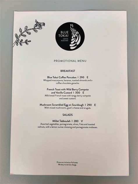 Menu at Blue Tokai Coffee Roasters Infantry Road, Bengaluru