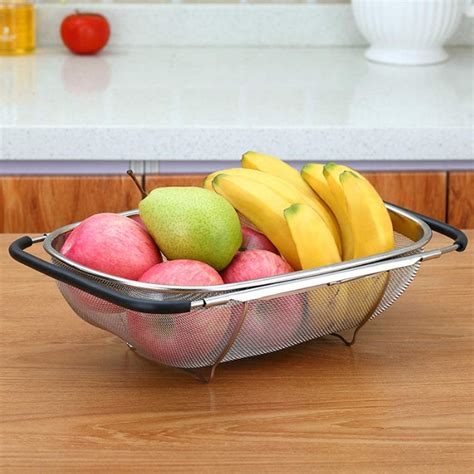 BLEQYS® Over The Sink Colander, 18/8 Stainless Steel Fine Mesh Strainer ...