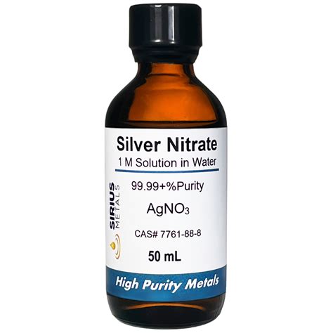 Silver Nitrate Solution (CAS# 7761-88-8) - 1M (in water) as AgNO3