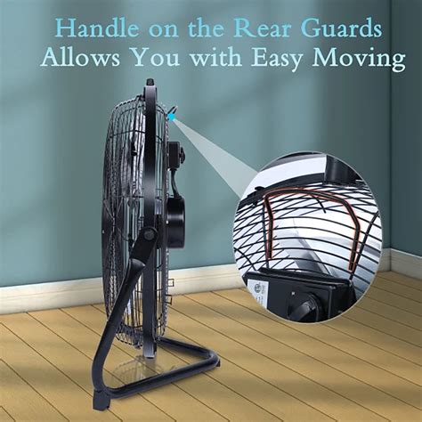 20 Inch Floor Fan, Oscillating Pedestal Fan,3 Speed High Velocity Heavy ...