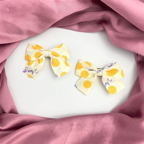 Oralia Affordable Yellow and White Check Print Bows Pair– Oralia India
