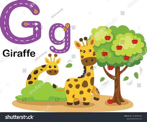 Alphabet Letter G-giraffe Cartoon Vocabulary Illustration Stock Vector (Royalty Free) 2238293301 ...