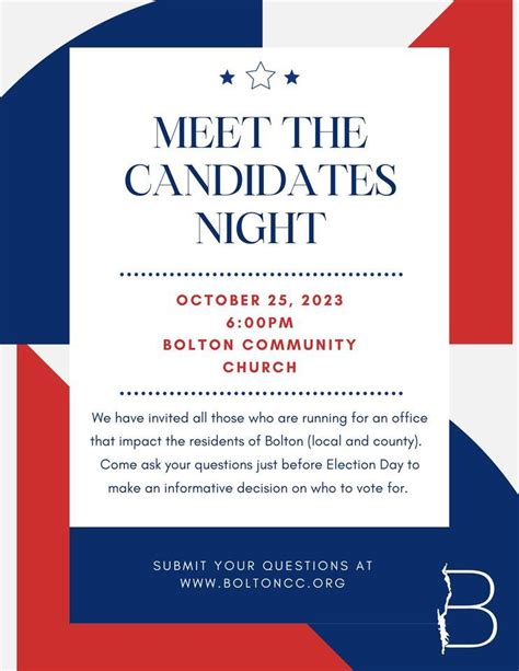 Meet The Candidates Night @ BCC, Bolton Community Church, Bolton ...