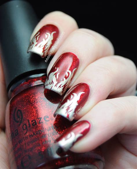 fire / flames nail art | Flame nail art, Red nail art, Chrome nails