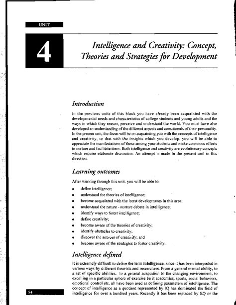 Theories of creativity - ####### Introduction In the previoisunits of ...
