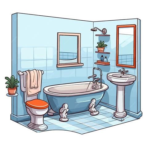 Hand drawn bathroom cartoon vector illustration clipart white ...