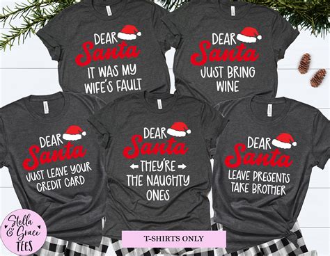 Matching Family Christmas Shirts Dear Santa Hat Funny Group Christmas T ...