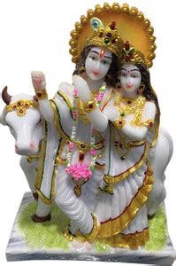 Rama Collections Radha Krishna with Kamdhenu Cow | God Idol, Murti ...