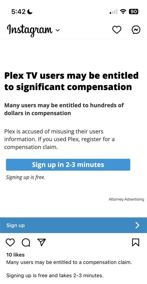 Saw these Ads on Instagram, compensation claims against Plex : r/homelab