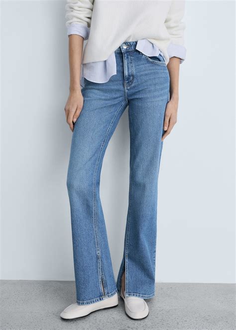 Medium-rise straight jeans with slits - Women | MANGO Curaçao