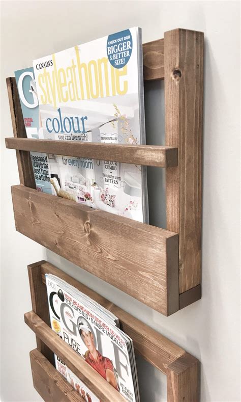 Wood Magazine Holder Magazine Wall Storage Rack Wall - Etsy