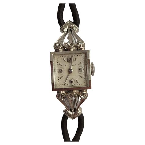Vintage Wittnauer 14 Karat White Gold Diamond Cocktail Watch For Sale ...