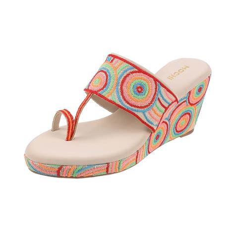 Buy Mochi Women Beige Ethnicwear Wedge Heel Sandal UK/3 EU/36 (34-197 ...