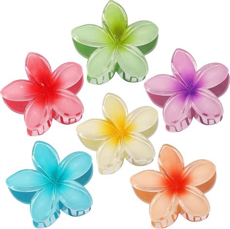Amazon.com : 10 Pcs Hawaiian Plumeria Hair Clips, Flower Claw Clips for ...