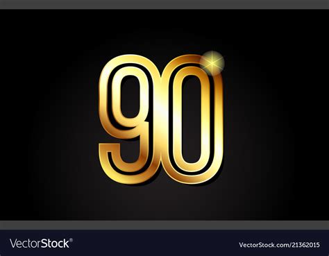 Gold number 90 logo icon design Royalty Free Vector Image