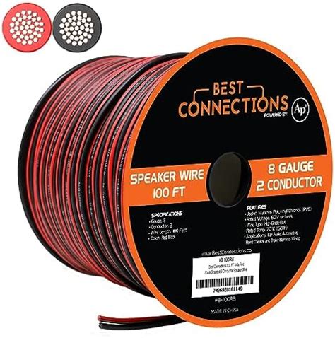 8 Gauge Speaker Wire - Red/Black (100 Feet) Car Audio Home Theater Sub ...