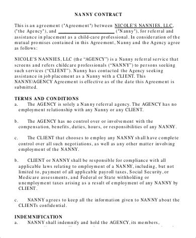 FREE 10+ Sample Nanny Contracts in PDF | MS Word | Google Docs | Pages