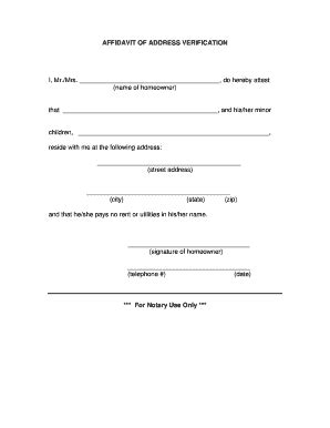 Address Affidavit - Fill and Sign Printable Template Online