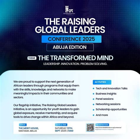 THE RAISING GLOBAL LEADERS CONFERENCE 2025 ABUJA, FREE!, Merit House ...