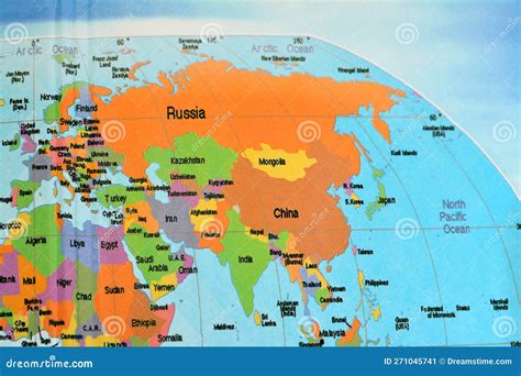 Asia and Part of Africa Continents with Russia, China, North, South Korea, India, Middle East ...