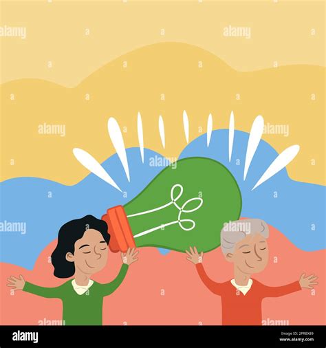 Two Colleagues Holding Lamp Presenting New Achievement Reached. Partners Raising Up Light Bulb ...