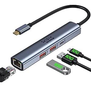 USB C to Ethernet Adapter,10Gbps USB C Hub Multiport Adapters with ...