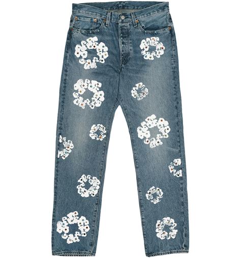 Denim Tears x Levi's 501 Cotton Rhinestone Wreath Jeans Indigo - CN