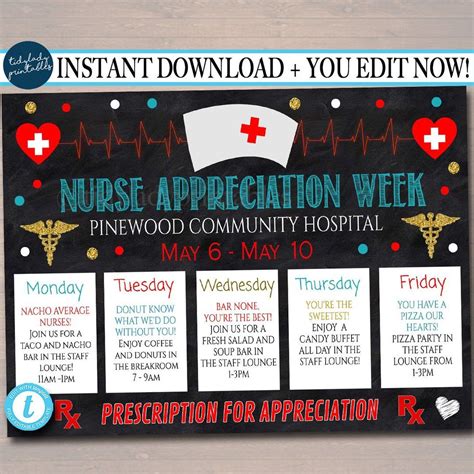 Nurse appreciation week itinerary printable schedule of events – Artofit