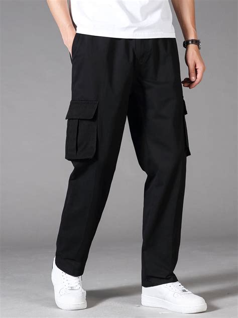 Manfinity Men Flap Pocket Side Pants | Black pants men, Cargo pants ...