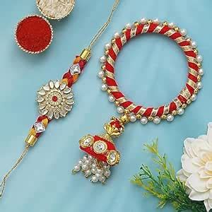 Webelkart Combo Of 2 Lumba Rakhi Set For Bhaiya And Bhabhi. Lumba Rakhi ...