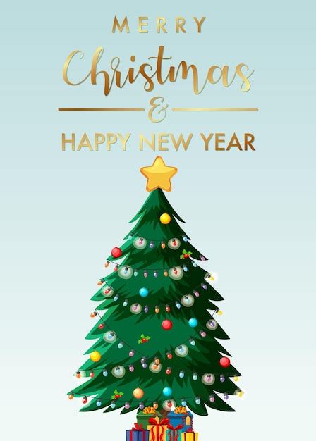 Merry christmas and happy new year postcard design | Free Vector