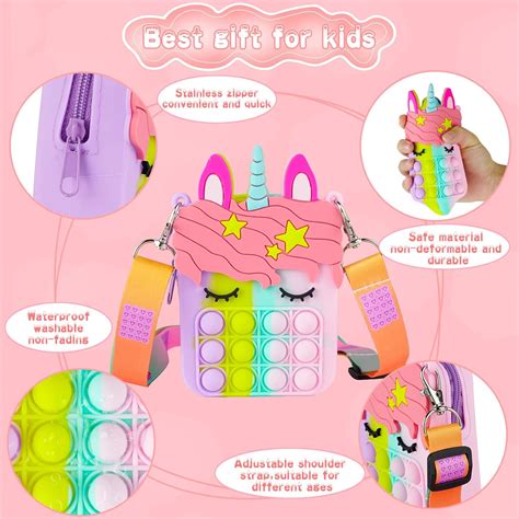 Buy Pop Purse Pack Toy, Unicorn Rainbow Shoulder Crossbody Bracelet ...