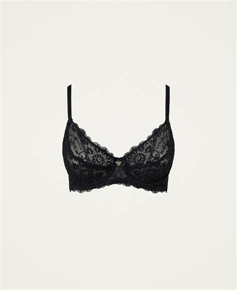 Underwired lace bra Woman, Black | TWINSET Milano